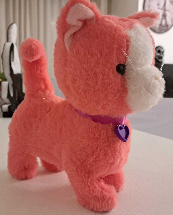 NORIEL - Pisica plus, merge, miauna, canta, da din coada, roz, 30 cm