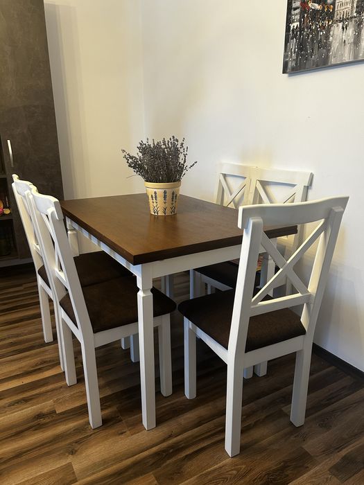 Set masa lemn cu 6 scaune