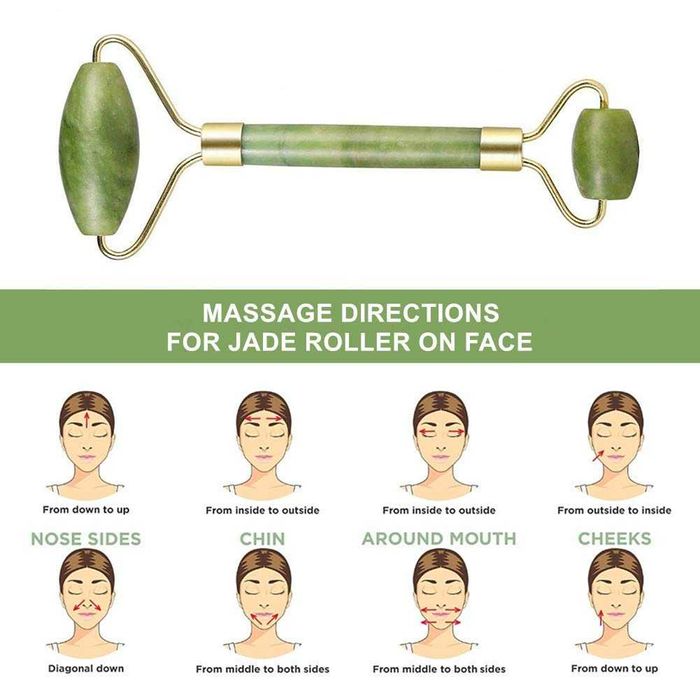 Rola Masaj Facial din Piatra de Jad pentru Fata si Gat Anti-Rid 14 cm