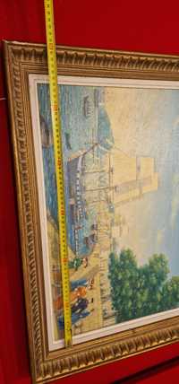 Frumos Tablou Port semnat cu rama, 56 x 38 cm