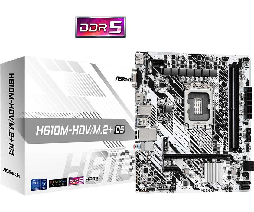 Дънна платка ASRock H610M-HDV M.2+ D5, Intel LGA 1700, DDR5, mATX