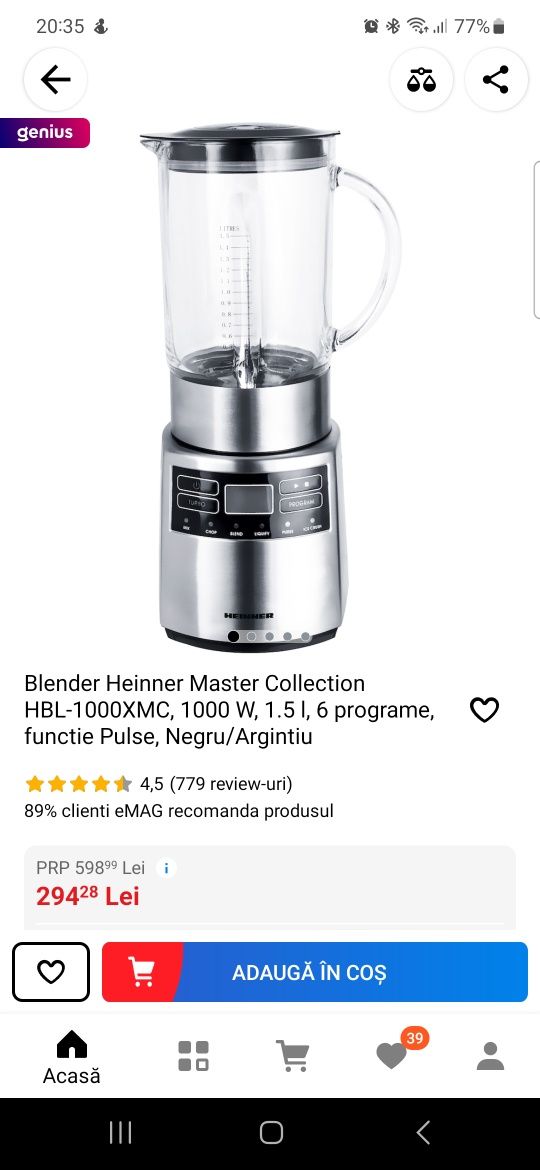 Vand blender Heinner multifunctional