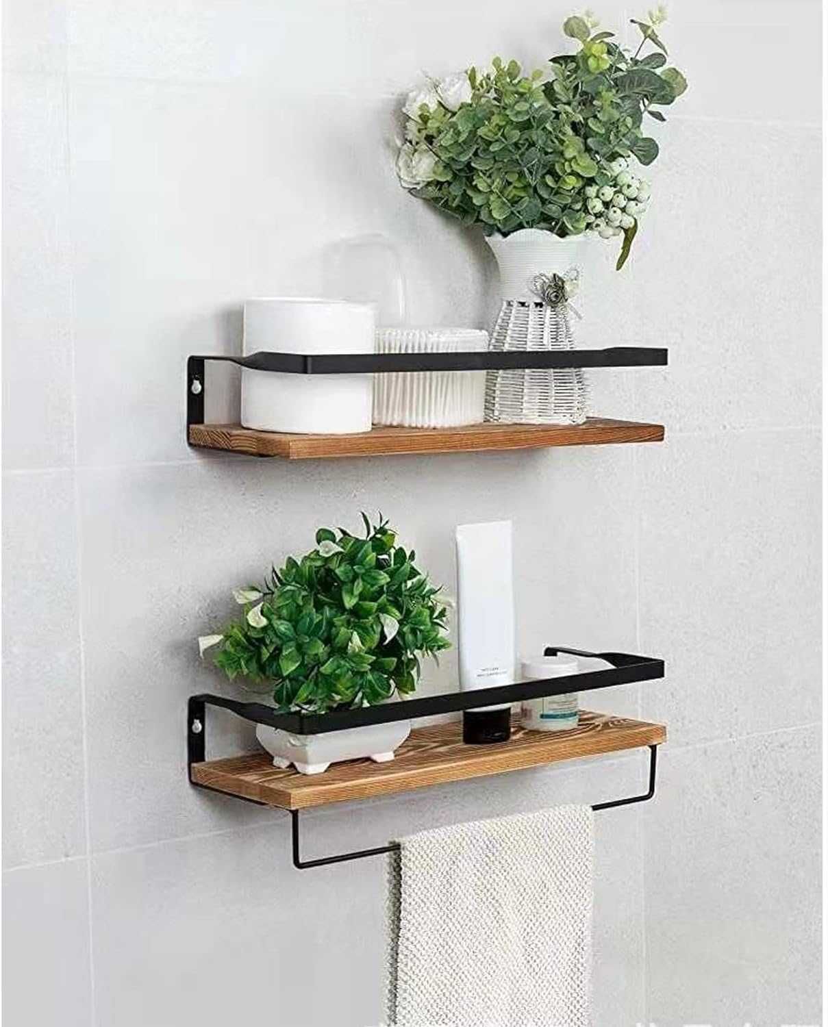 Raft din lemn masiv, polita, set de 2, 15x40cm
