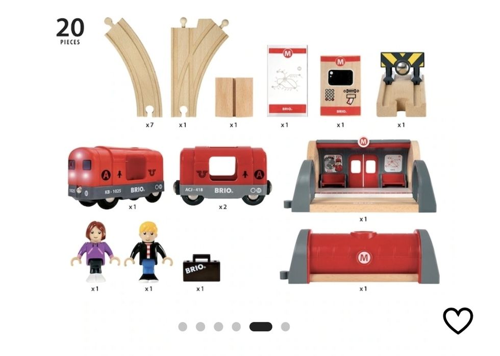 Влак с дървени релси и аксесоари Metro BRIO