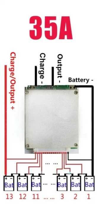 Modul BMS protectie incarcare acumulatori baterie 18650 13S 48V 35A