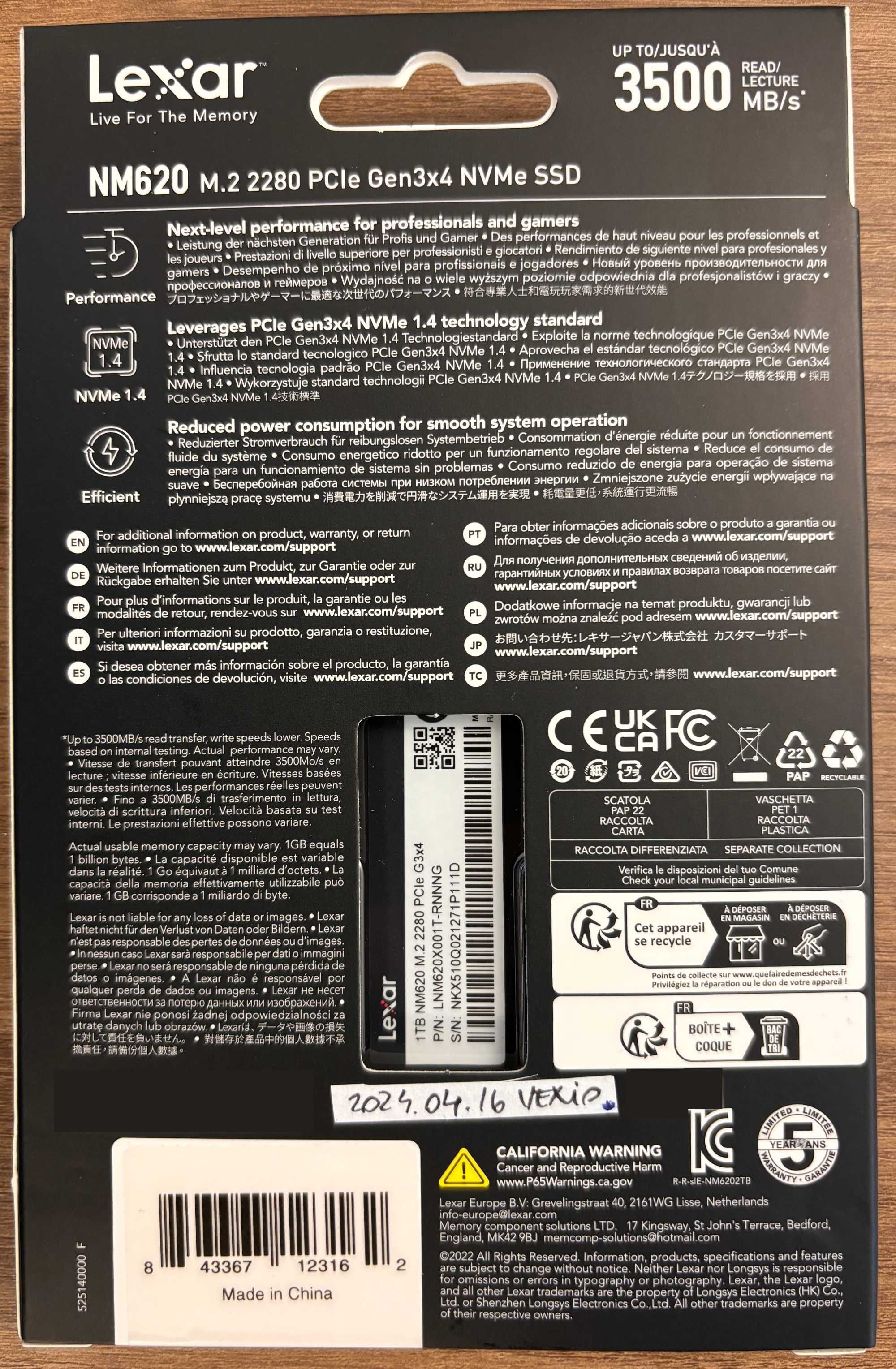 Vand ssd 1tb M.2 NVME 1.4 Lexar NM620 PCIe Gen3 x4 sigilat garantie