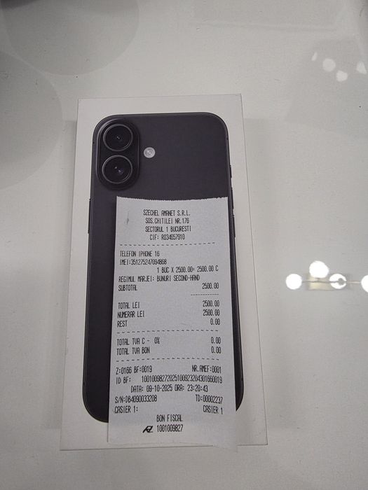 Iphone 16 5G Black 128Gb NOU Sigilat Acte 2 ANI GARANȚIE