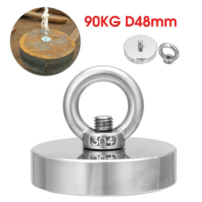 90кг. МАГНИТ с халка (кука) D48mm Magnet fishing магнит шишинг,риболов