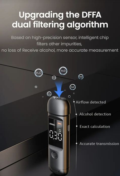 Цифров дрегер, преносим тестер за алкохол с LCD дисплей