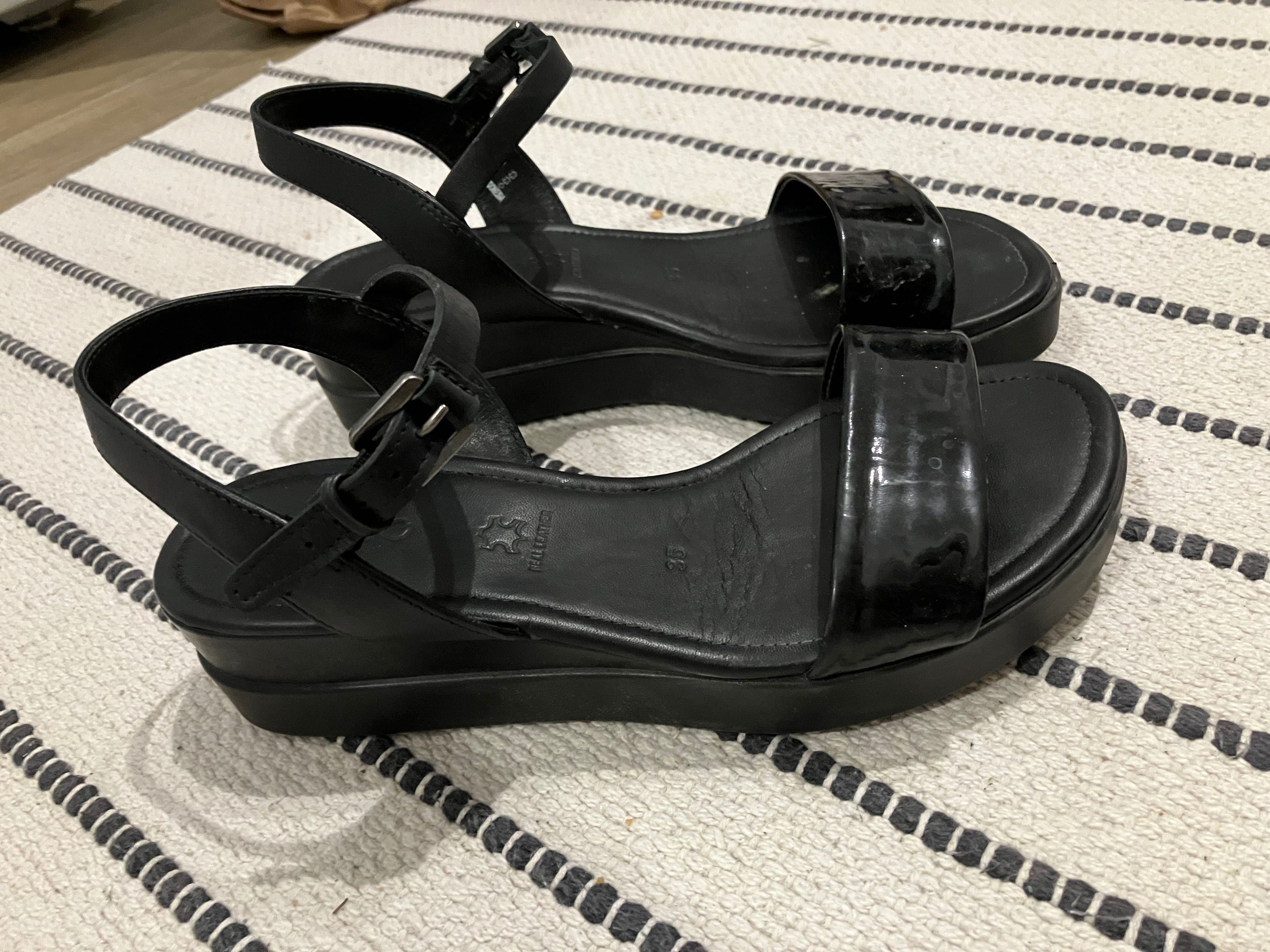 Sandale Ecco femei, piele naturala, marime 35, negru