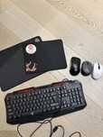 Клавиатура с 3 мишки и 2  mouse pad