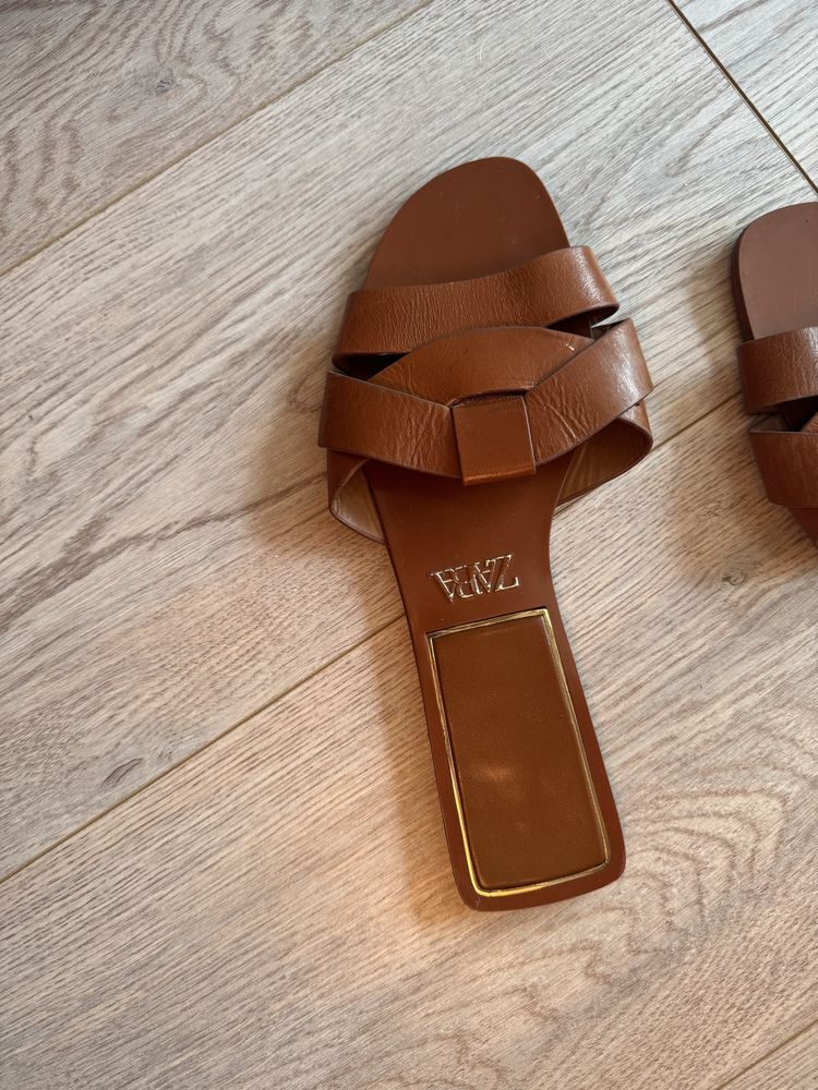 Чехли Zara кафяви