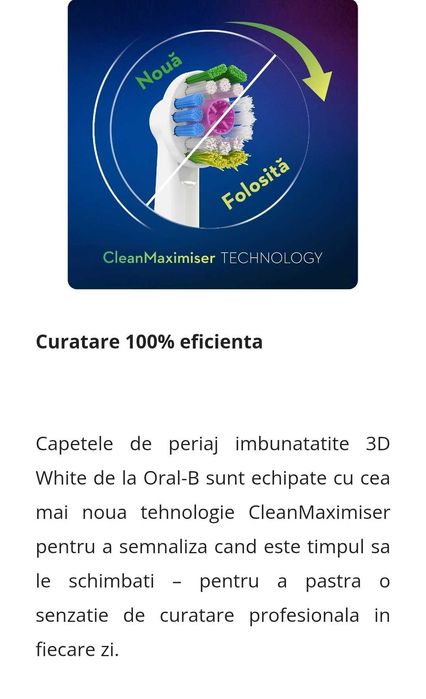 Periuță de dinți Electrică - Oral-B Vitality, 3D White, Braun *NOU*