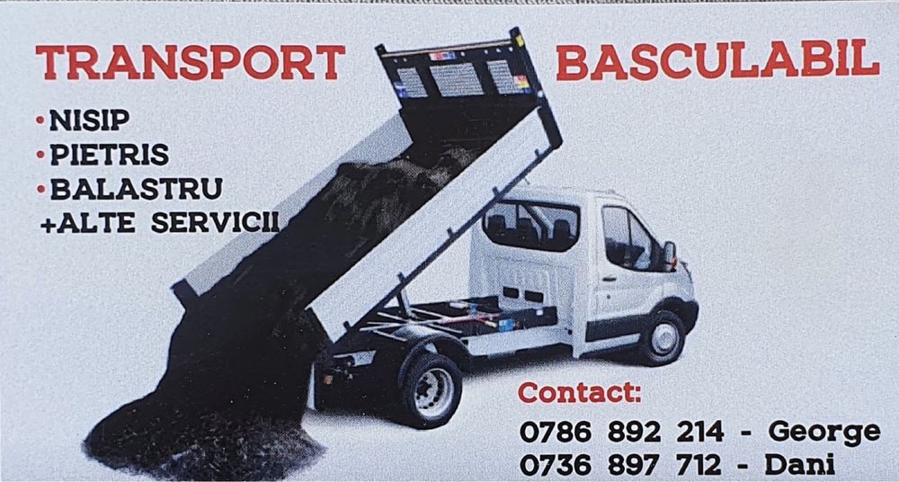 Transport nisip,piatra,pamant vegetal