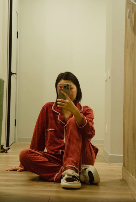 Пижама красная в клетку, домашняя одежда, подарок