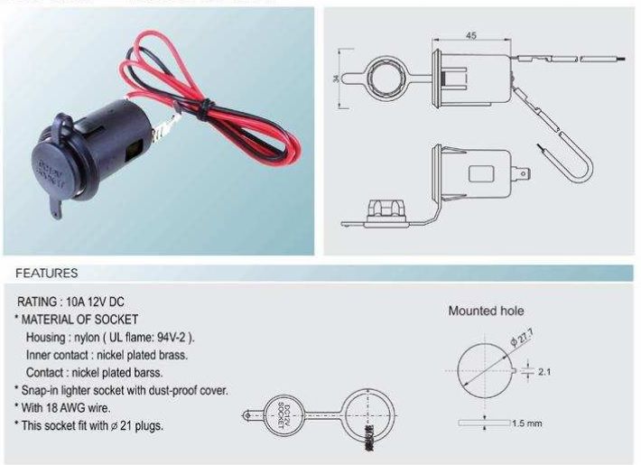 Mufa Bricheta Auto Conector Bricheta 12V Bricheta Mama Panou PUTERE
