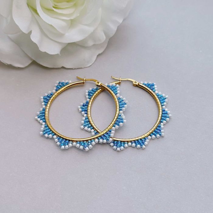 Ръчно изработени обеци, Японски мъниста, Неръждаема стомана, Уникални