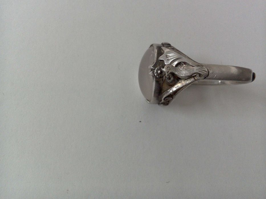 Inel vechi argint 925 marcat, mărime reglabilă, piatra Lunii, 18x14 mm