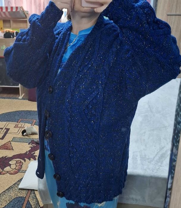 Jacheta albastra groasa, cu nasturi, 3XL-46