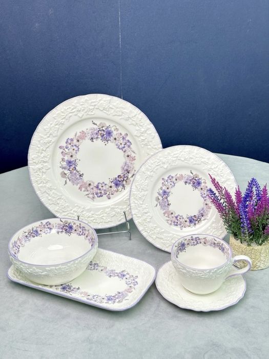 Сервиз на 6 персон из 32 предметов костяной форфор бренд Luna Home Flo