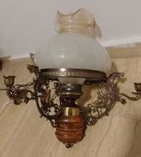 Elegant lampadar opalina veche din bronz electrica cu 3 brațe pentru s