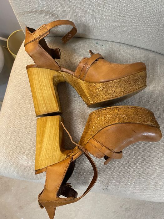 Pantofi funky toc gros, platforma, piele dama 39