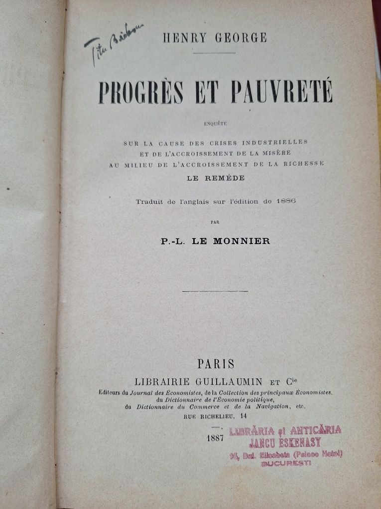 Progres et Pauvrete de Henry George