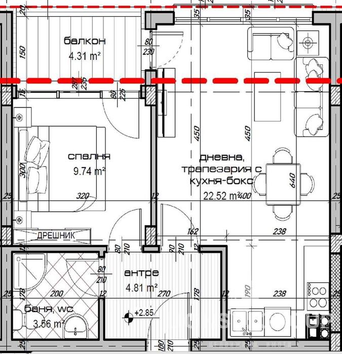 Едностаен апартамент, Варна, Кайсиева градина - 49 050Е