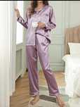 Pijama satin culoarea baby purple