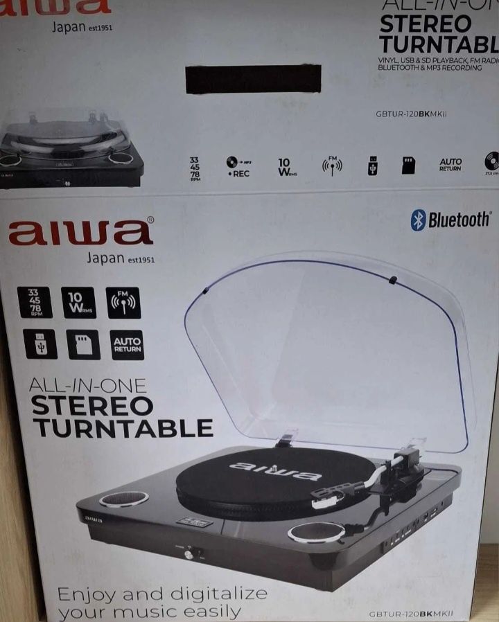 Pick-up Aiwa GBTUR-120BKMKII, RMS 10 W, Bluetooth, USB, Negru