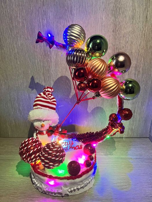 Decoratiune de Craciun Om de zapada cu baloane