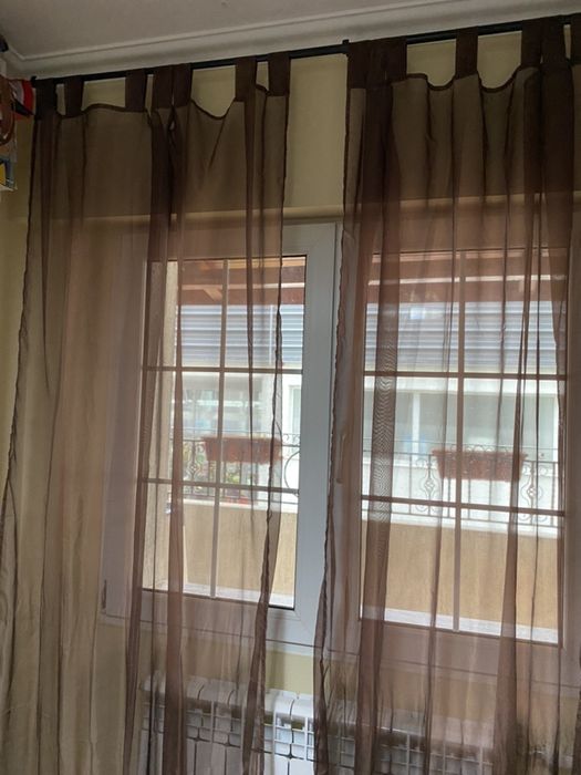 2 perdele organza,culoare cognac/maro,dimensiuni 240 x 140 cm(hxl)/buc