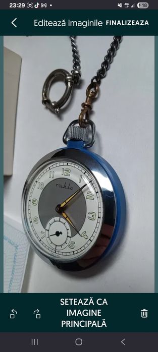Ceas vechi Ruhla mecanic,de buzunar,anii 70,de colectie,păstrat ca Nou