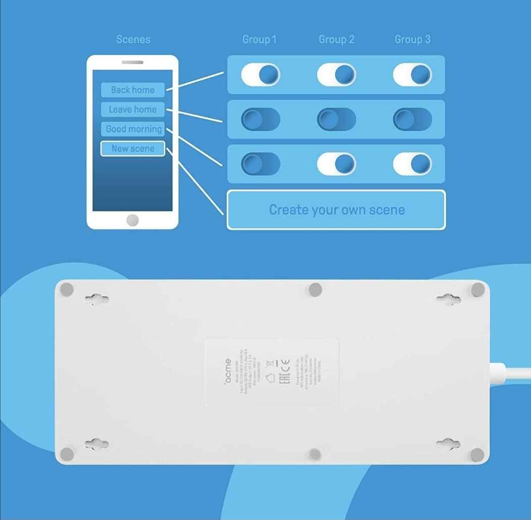 Smart WI FI Разклонител с 6 гнезда Acme SH3305
