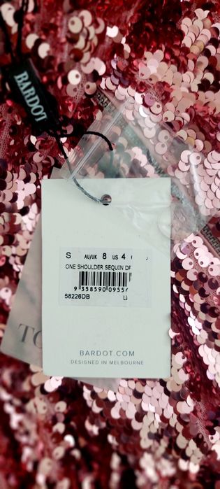 Bardot €139 висок клас рокля с пайети S от Австралия, нова, с етикет