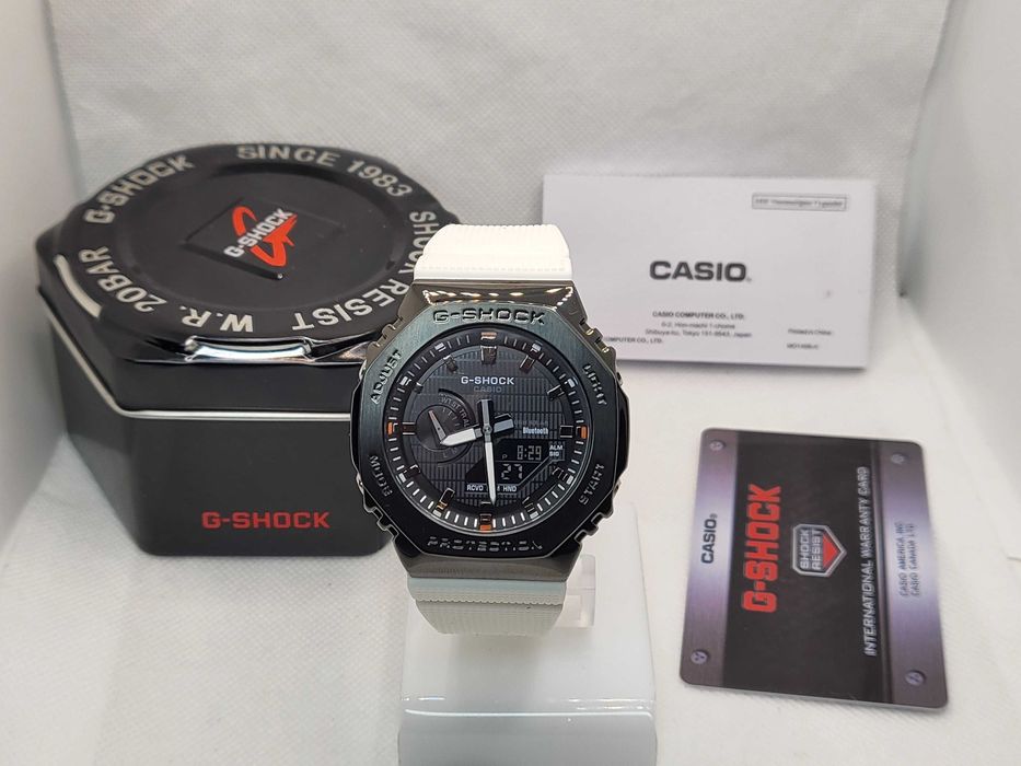 Ceas Sport Casio G-Shock GM-2100 White Metal – Nou, Garanție 2 Ani