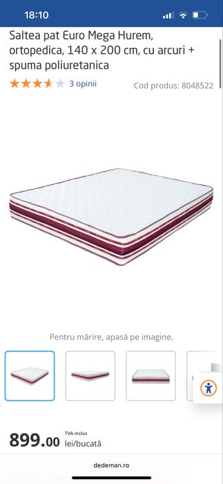 Saltea pat ortopedica, 140 x 200 cm