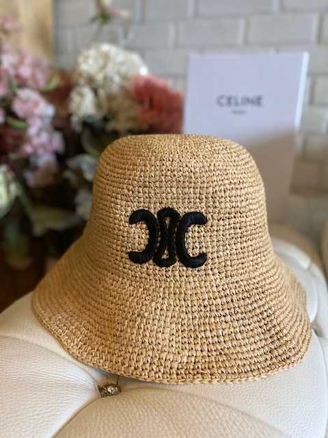 Шапка Селин*Celine Triomphe Raffia bucket hat original