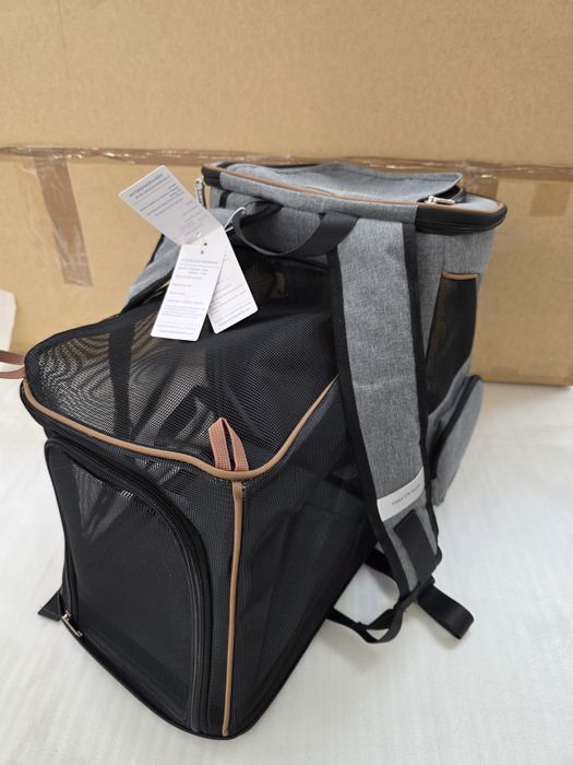 Разширяема транспортна раница за домашни любимци Lekesky (Сива)