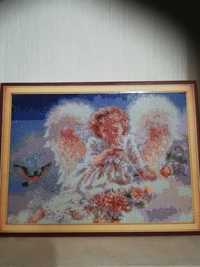Диамантен гоблен"Ангелчето на децата" Картина - Конче-Акрилни бои.