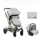 Комбинирана детска количка KikkaBoo - Kaia, 3 в 1, Light Grey