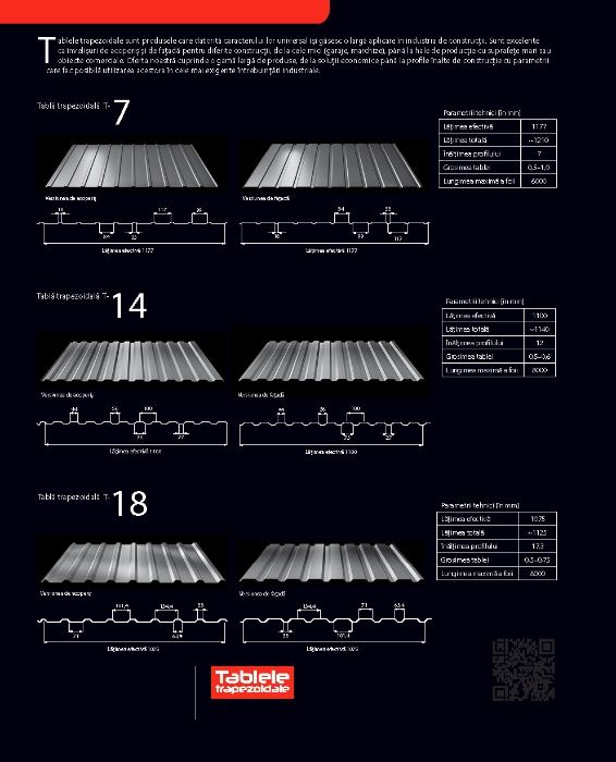 Tabla cutată T35 , T45, T 55 cu folie anticondens pt Hale Metalic