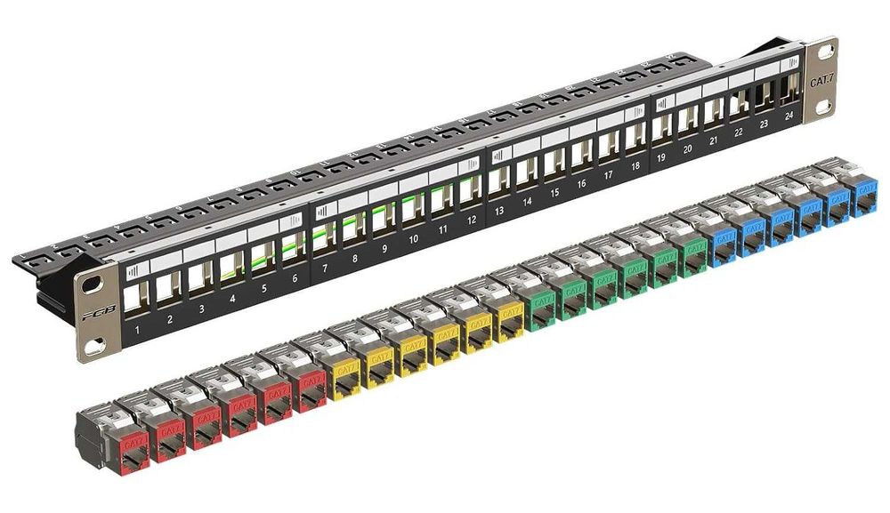 FGB 10Gbps 24 Port CAT7 Patch Panel 24x Coloured