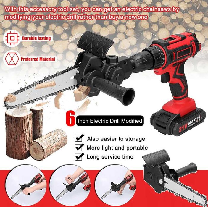 НЕМСКА Универсална Приставка за Винтоверт–18см Трион за дърва и клони