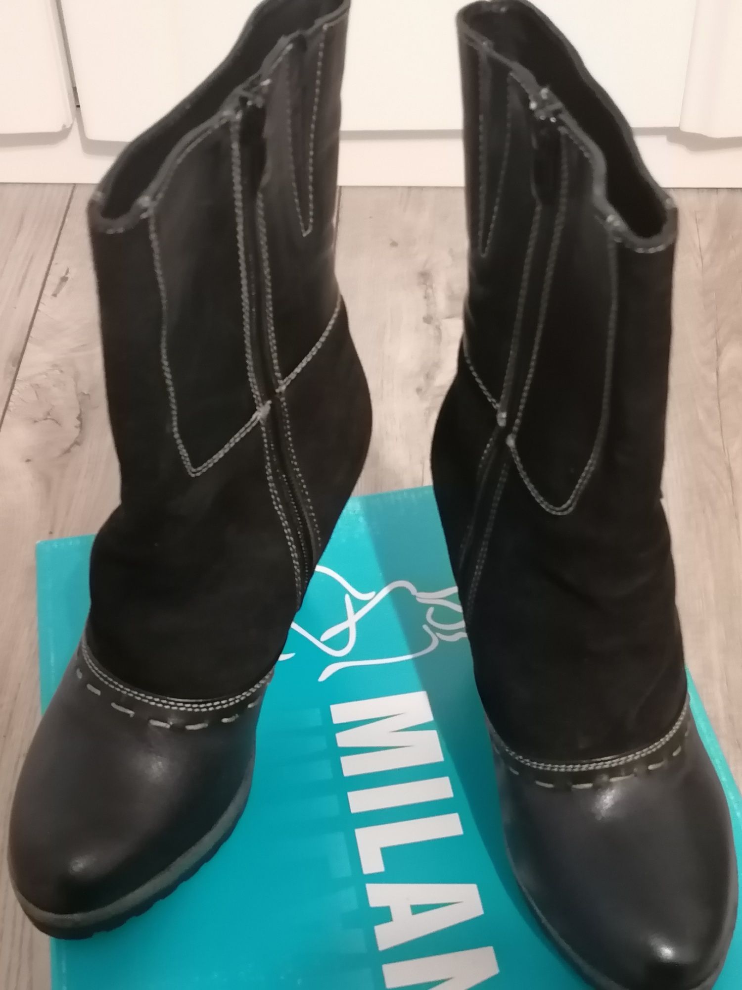 Ghete piele naturală gri
