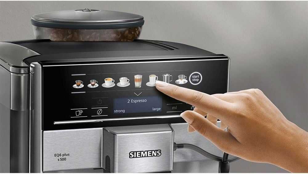 Siemens EQ.6 Plus s500 Автоматична кафемашина с тъчскрийн, 12 рецепти