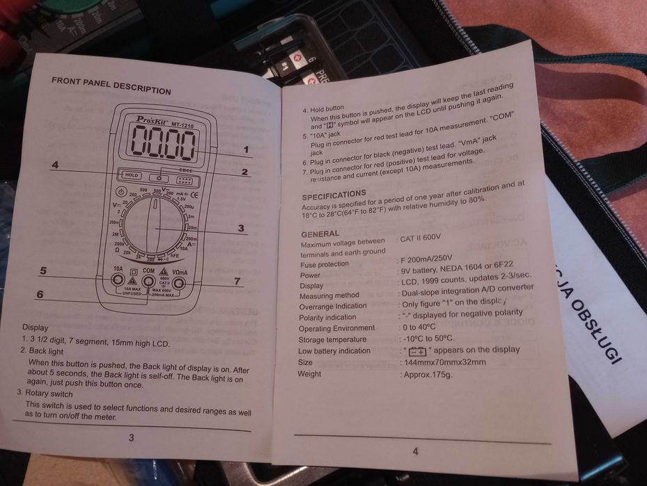 multimetru analogic ProsKit,nou,trusa masura si control