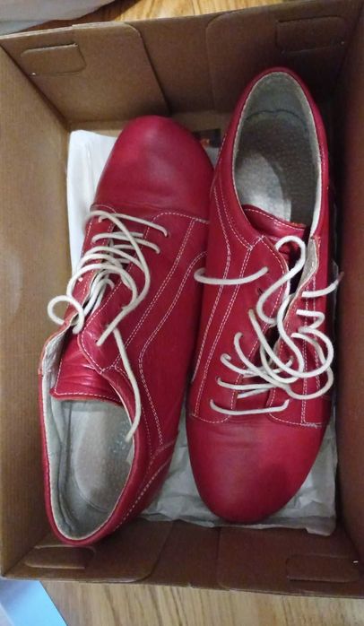 Pantofi piele rosie rosii dama, marimea 38, sport tip adidas