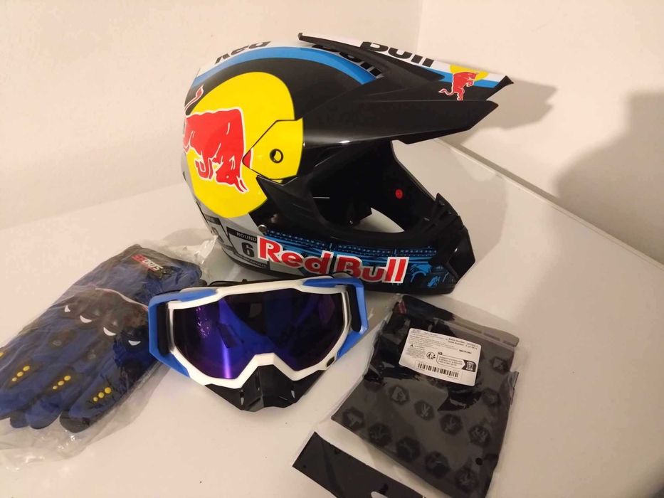 Set casca enduro+Ochelari+Manusi+Cagula