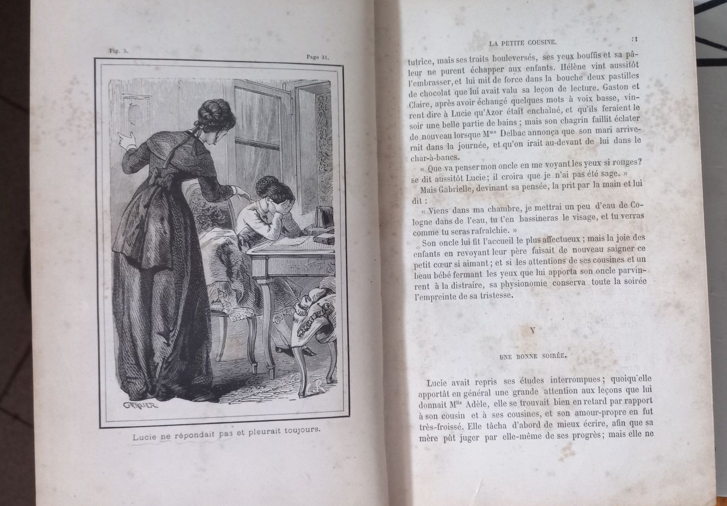 Carte veche 1880 pentru copii, in franceza"La petite cousine" 1880